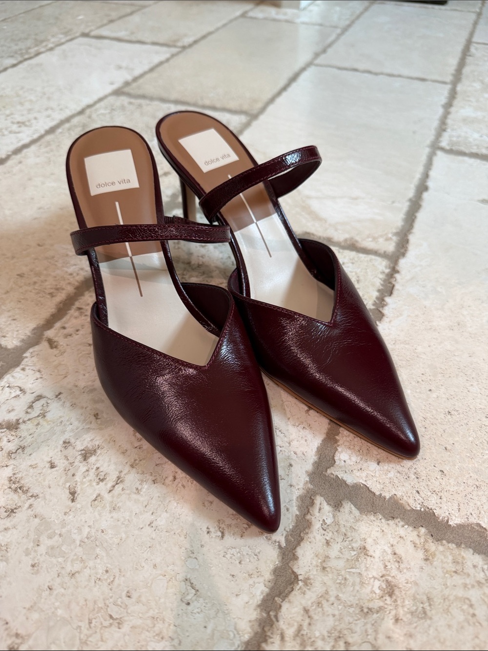 Dolce Vita Women's Burgundy Pointed Toe Strap Heel - Deep Wine